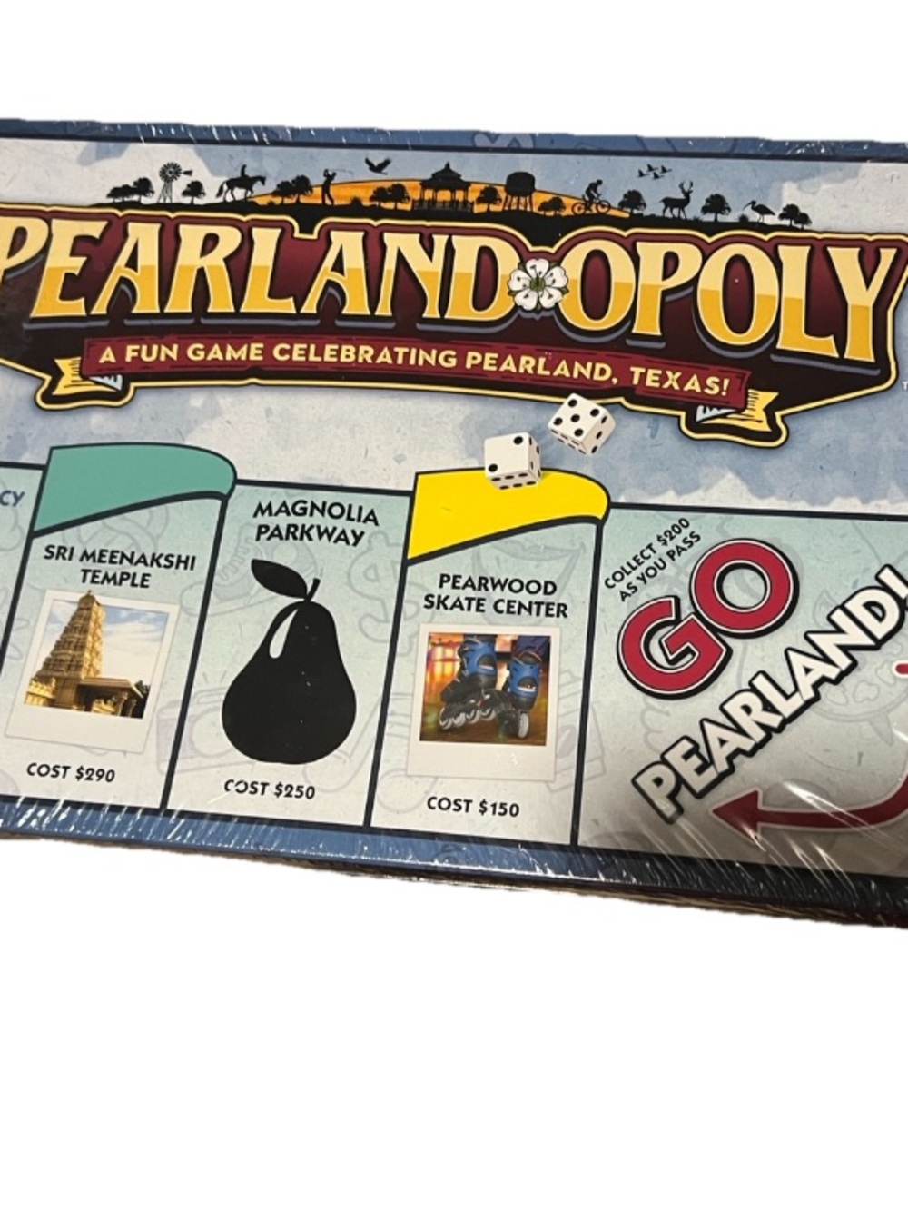 Pearland-opoly Board Game - City Edition - Yellow & Maroon . Sealed